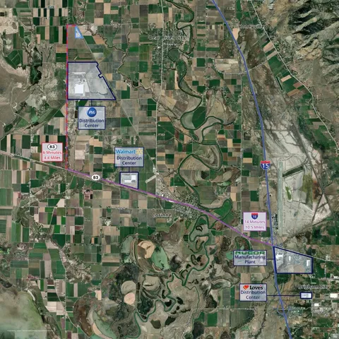 Aerial Site Map. Illustrating the property's location relative to commercial distribution and manufacturing centers