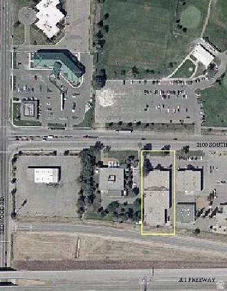 Aerial Property View. Highlighting the property boundaries and surrounding structures