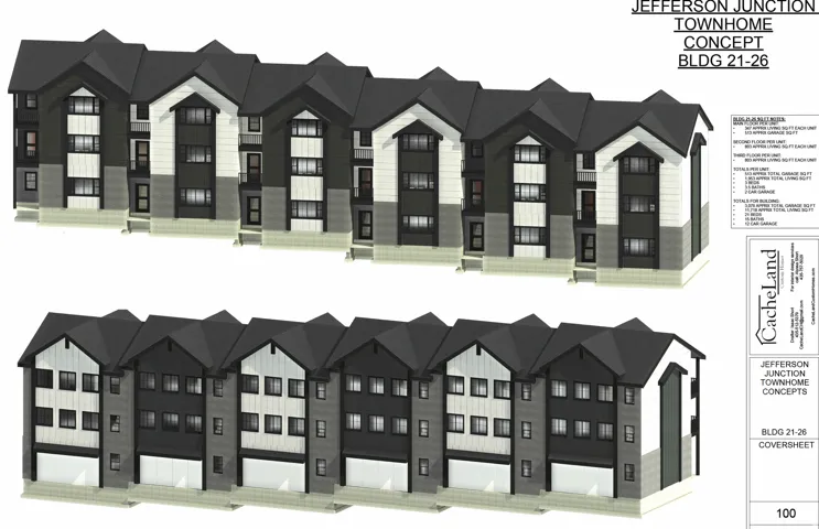 Architectural Concept Drawing. Presenting the exterior design of the property, including material and structural elements