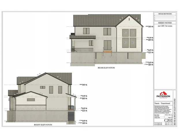 Architectural Elevations. Presenting the rear and right elevations of the property