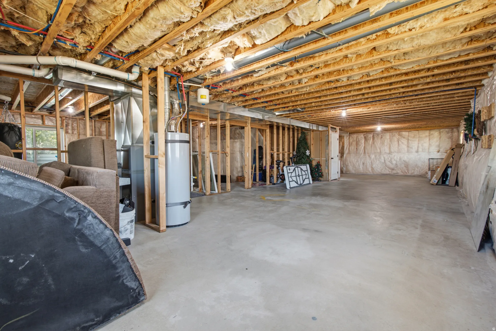 Unfinished basement offering substantial potential for customization