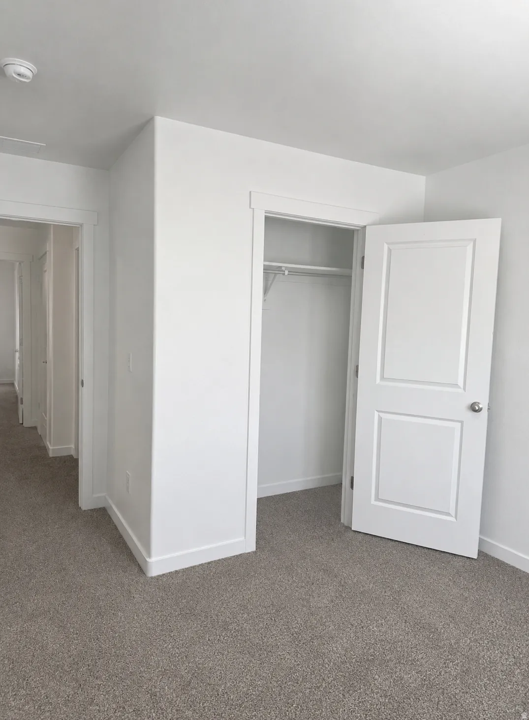 Neutral tone carpeting extending throughout the space