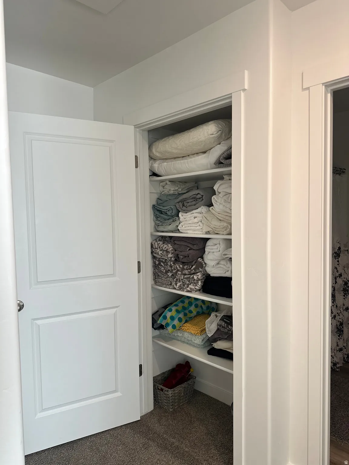 Built-in shelving unit with multiple shelves