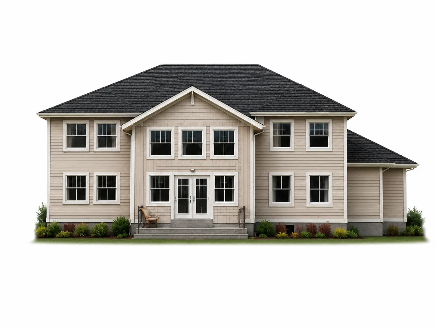 Real Estate Listing. Front elevation of the property on a white background
