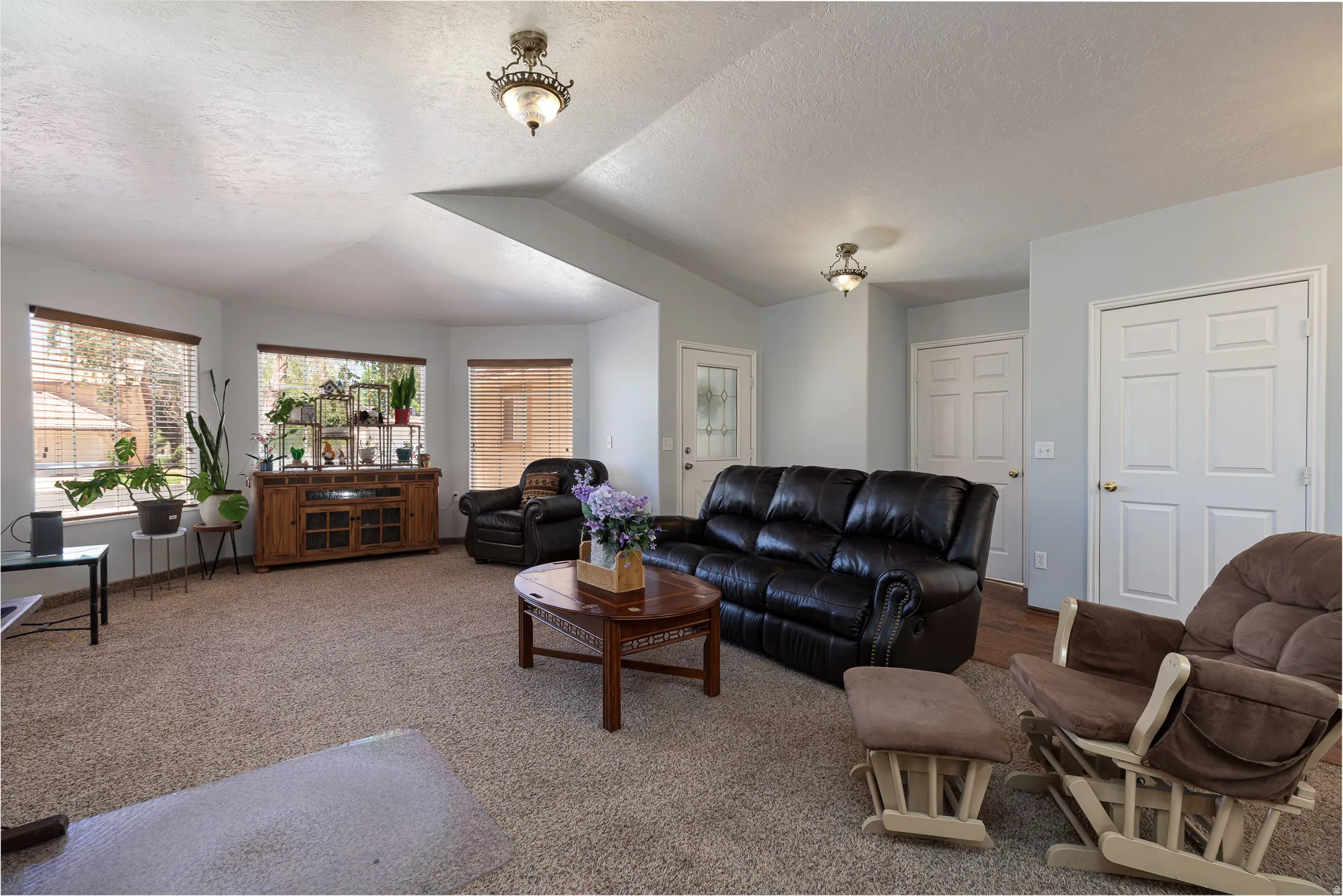 Spacious living room with vaulted ceilings