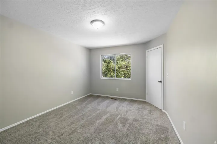 Neutral-toned room featuring light gray walls and a complementary gray carpet