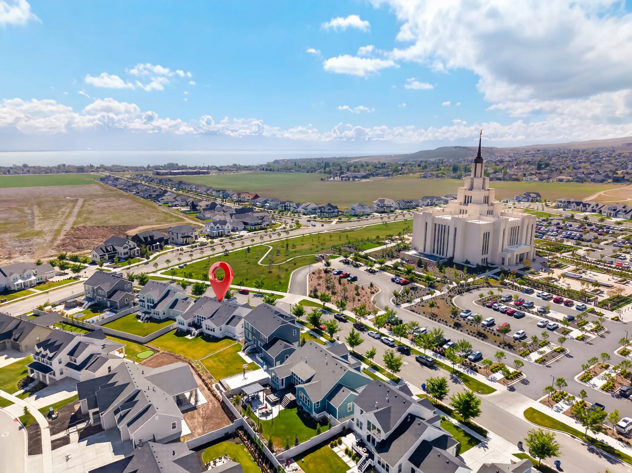 Aerial perspective with location marker