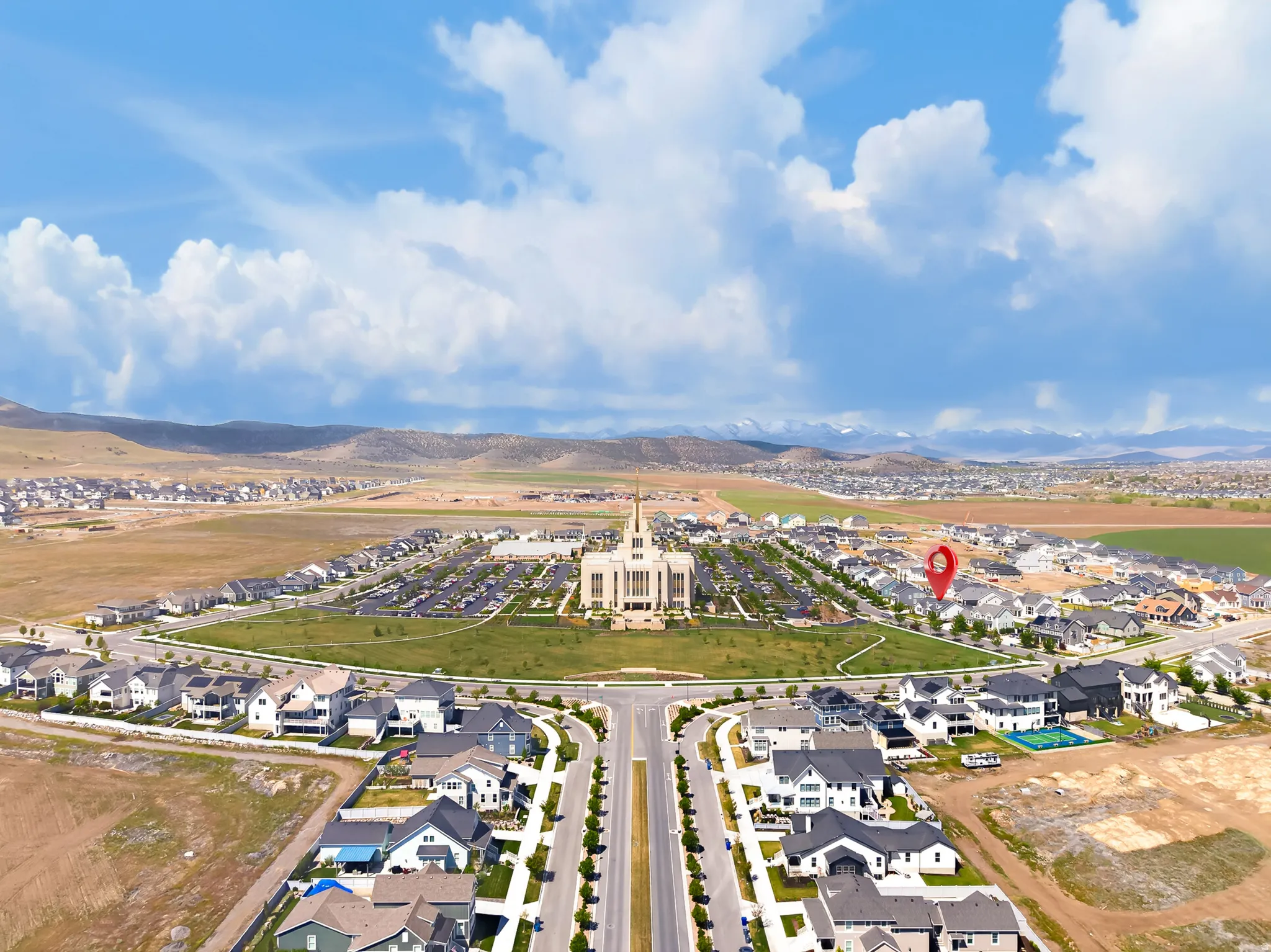 Aerial perspective with location marker