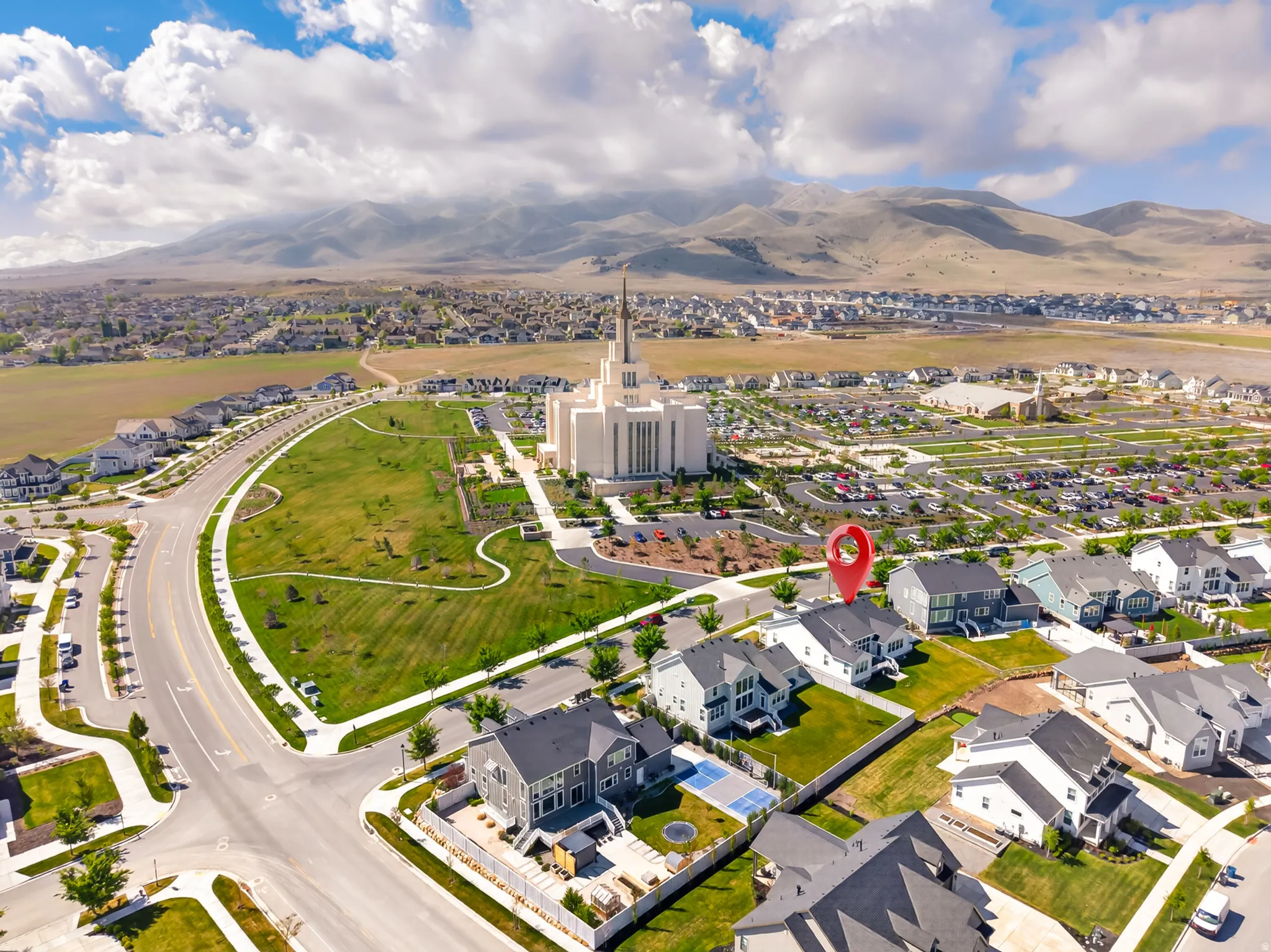 Aerial perspective with location marker