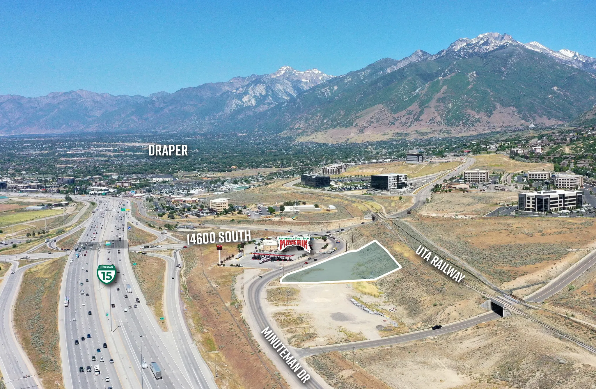 Aerial perspective showcasing a parcel of land