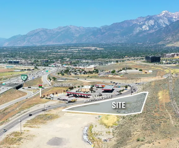 Site parcel with direct frontage on Minuteman Drive, featuring marked access to 14600 South and Interstate 15