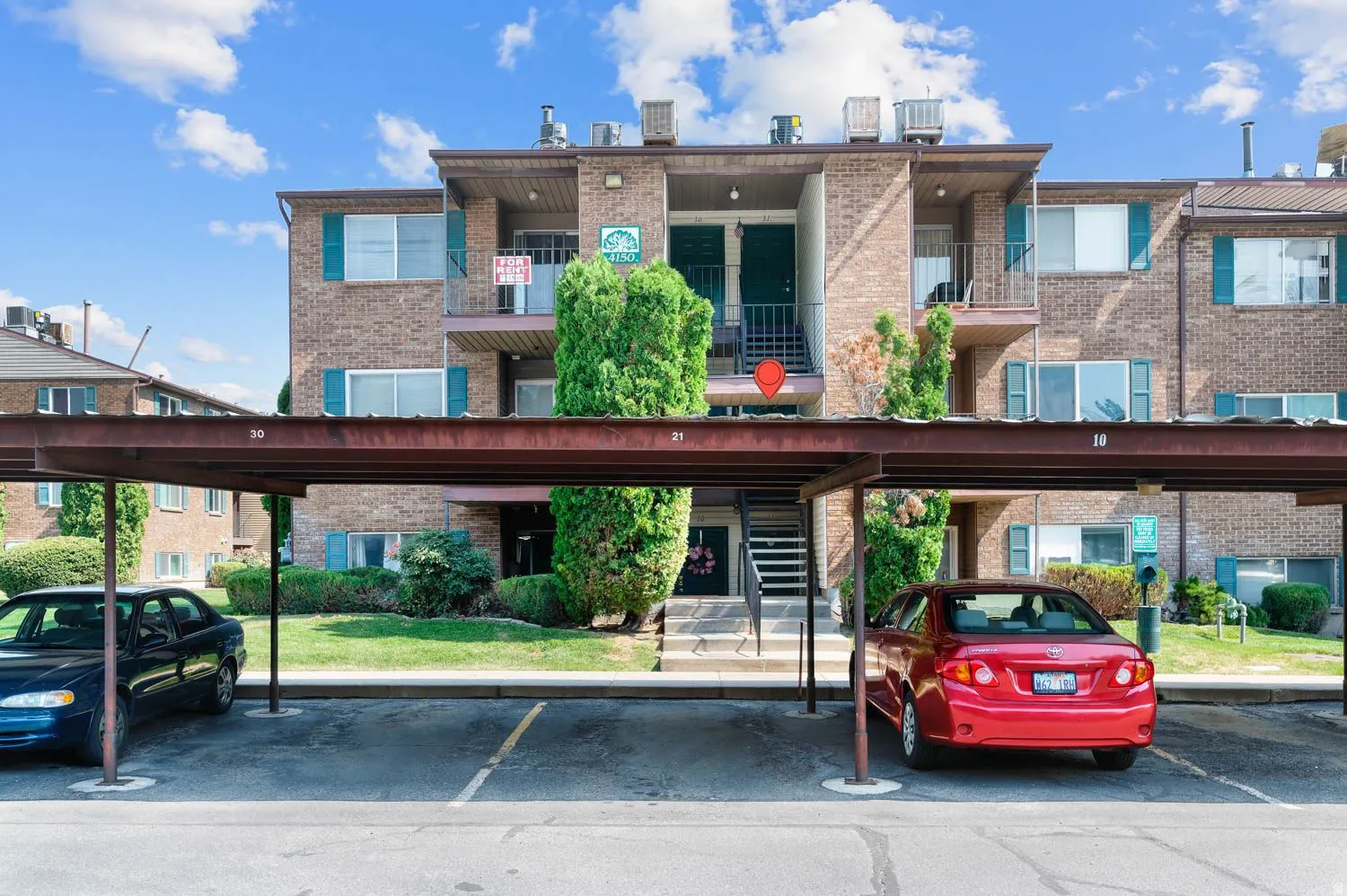 Middle unit condo, with one reserved covered parking space, additional uncovered and unreserved parking available