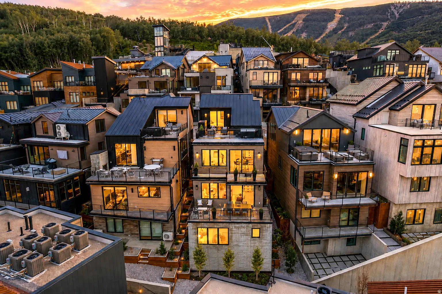 Multi-level residence featuring extensive outdoor terrace spaces and large windows