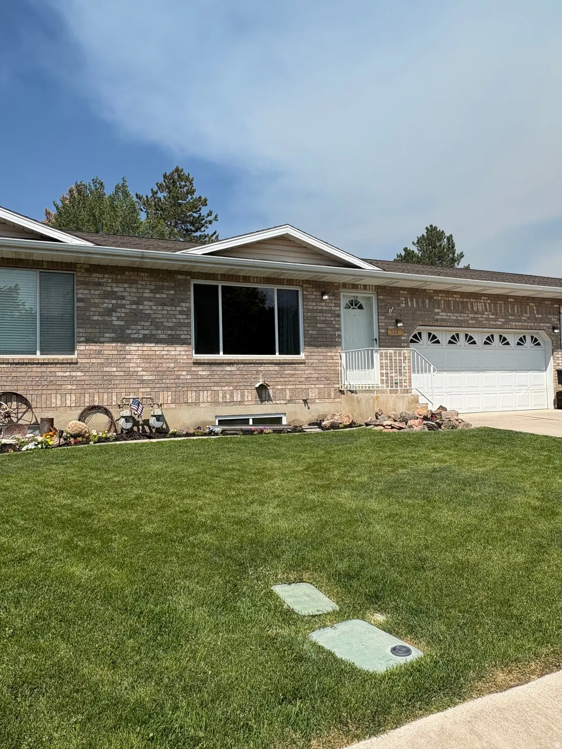 Brick exterior with white trim
