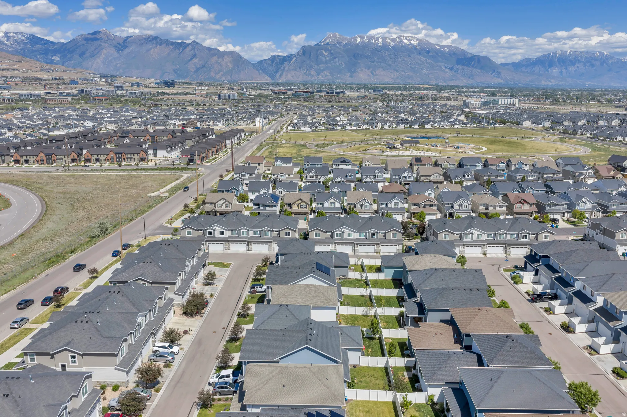 Expansive residential neighborhood with mountain backdrop