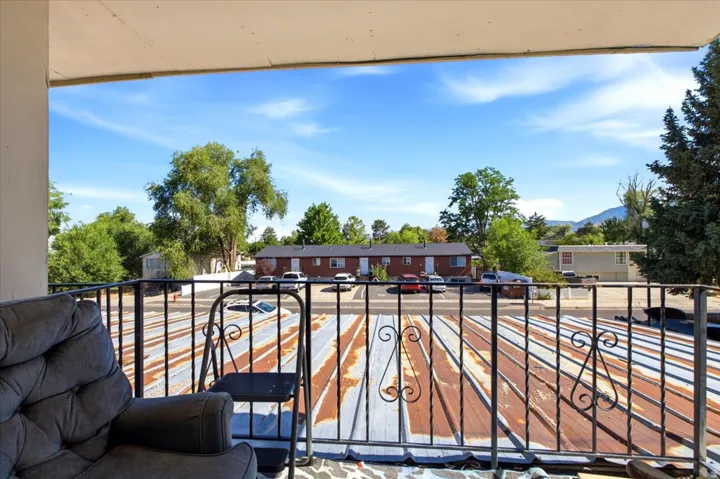 Balcony with wrought iron railing