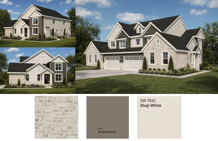 Architectural Rendering. Illustrating potential exterior finishes and color schemes for the property
