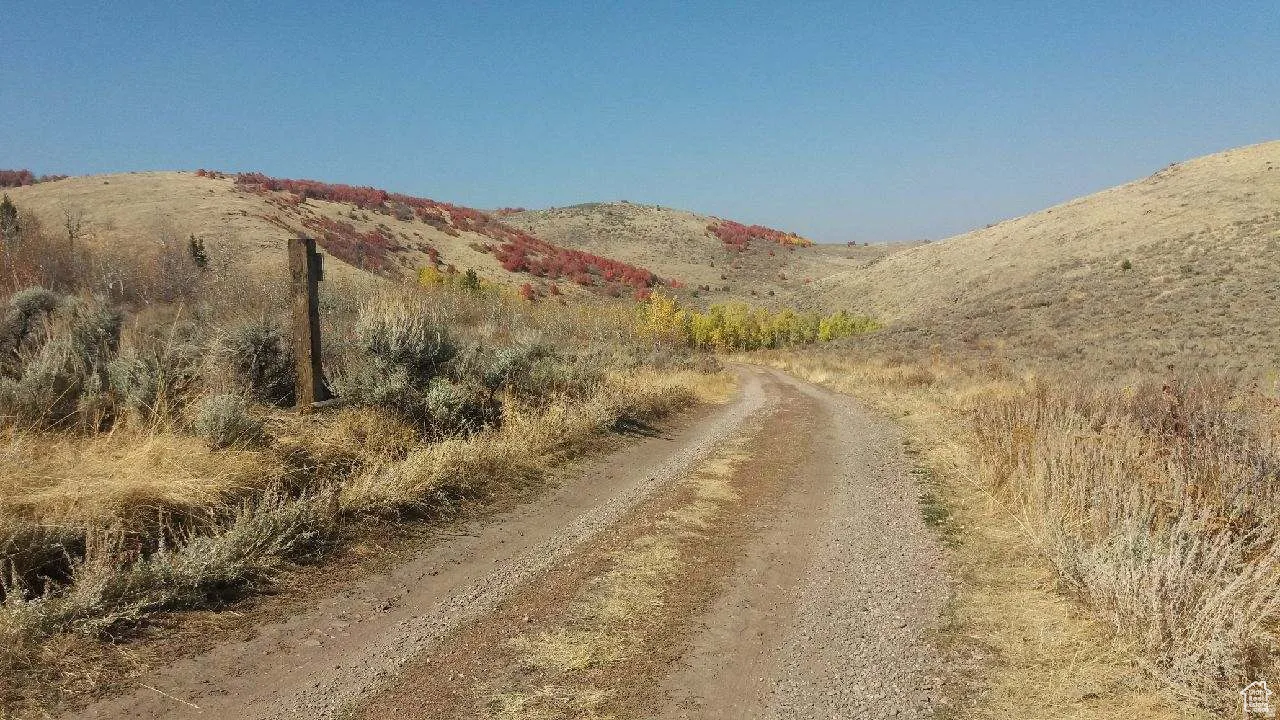 Gravel road winding through expansive natural landscape