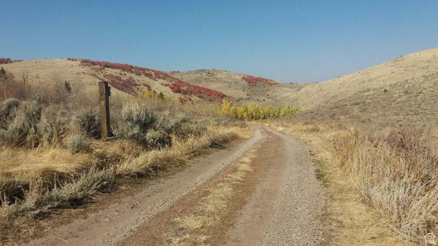 Gravel road winding through expansive natural landscape