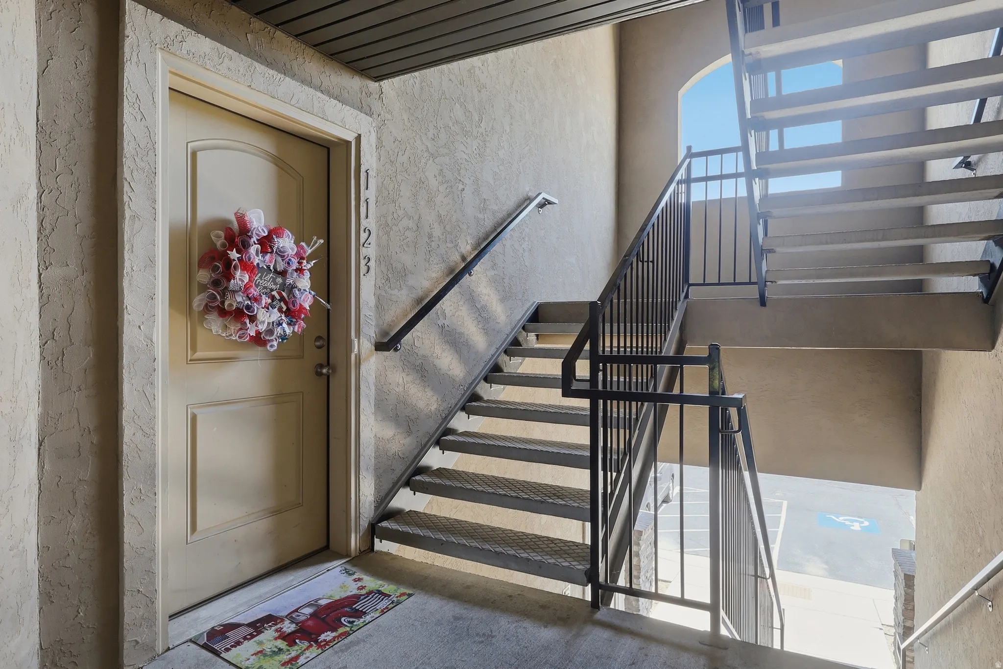 Entry door with numeric address markers