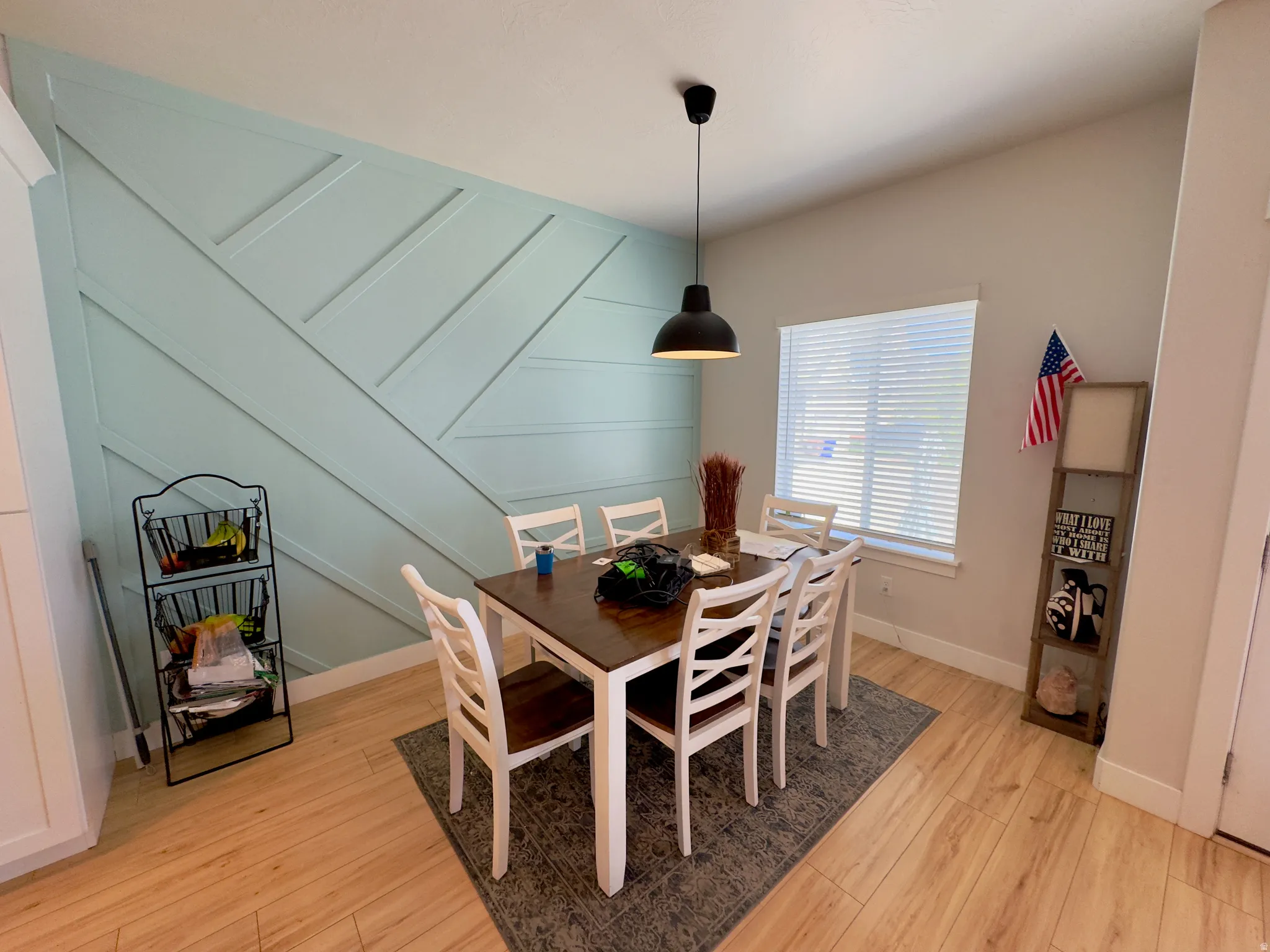 Accent wall featuring geometric paneling