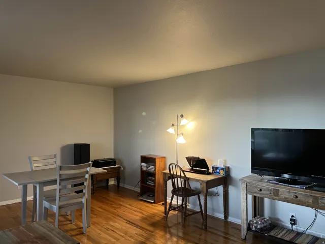 Hardwood flooring throughout the main living area