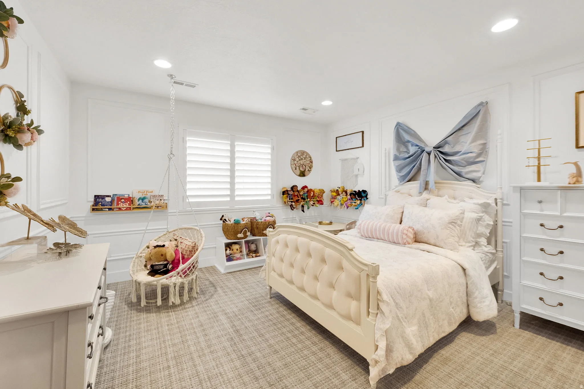 Bedroom featuring decorative wall molding and recessed lighting