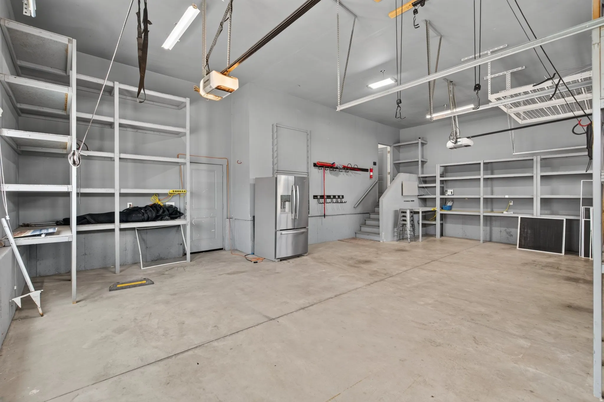 Storage everywhere!!! Canoe or Kayak and bike storage systems on the ceiling as well as overhead storage shelf all included.