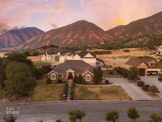 Ranch-style residence featuring a prominent front entrance, a paved driveway, and mature landscaping