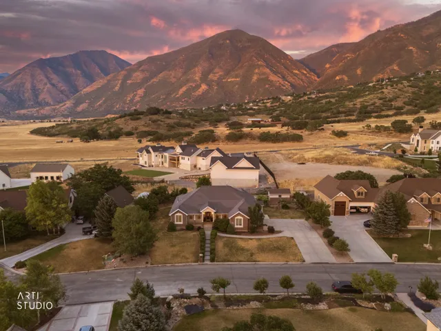 Expansive residential lot with a paved driveway and mature landscaping