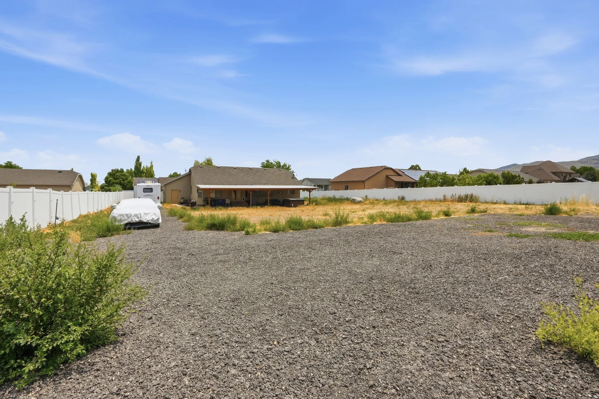 Expansive gravel area providing ample surface
