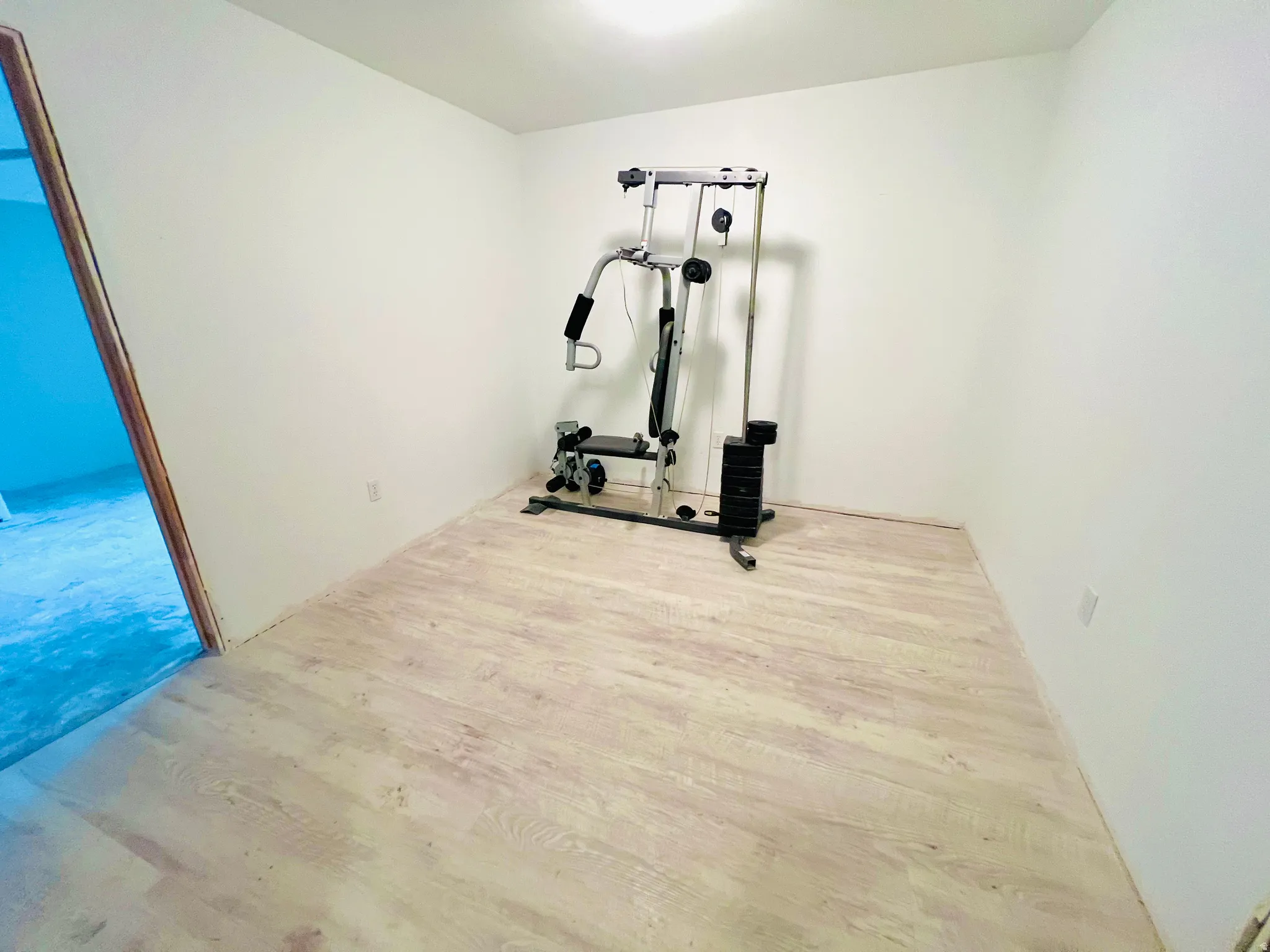 Neutral white walls provide a versatile backdrop for this room