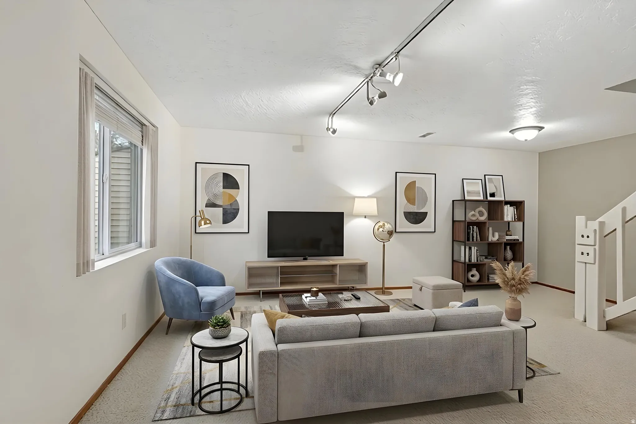 AI produced picture showing Basement Bedroom potential as a Family Rooom