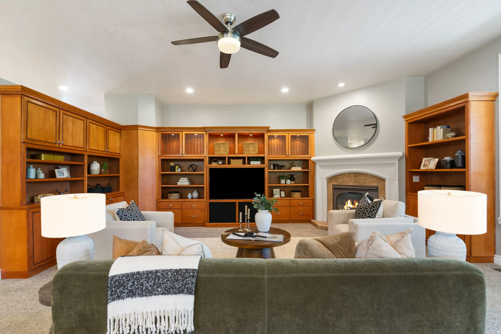 View of living area from kitchen/ dining area.