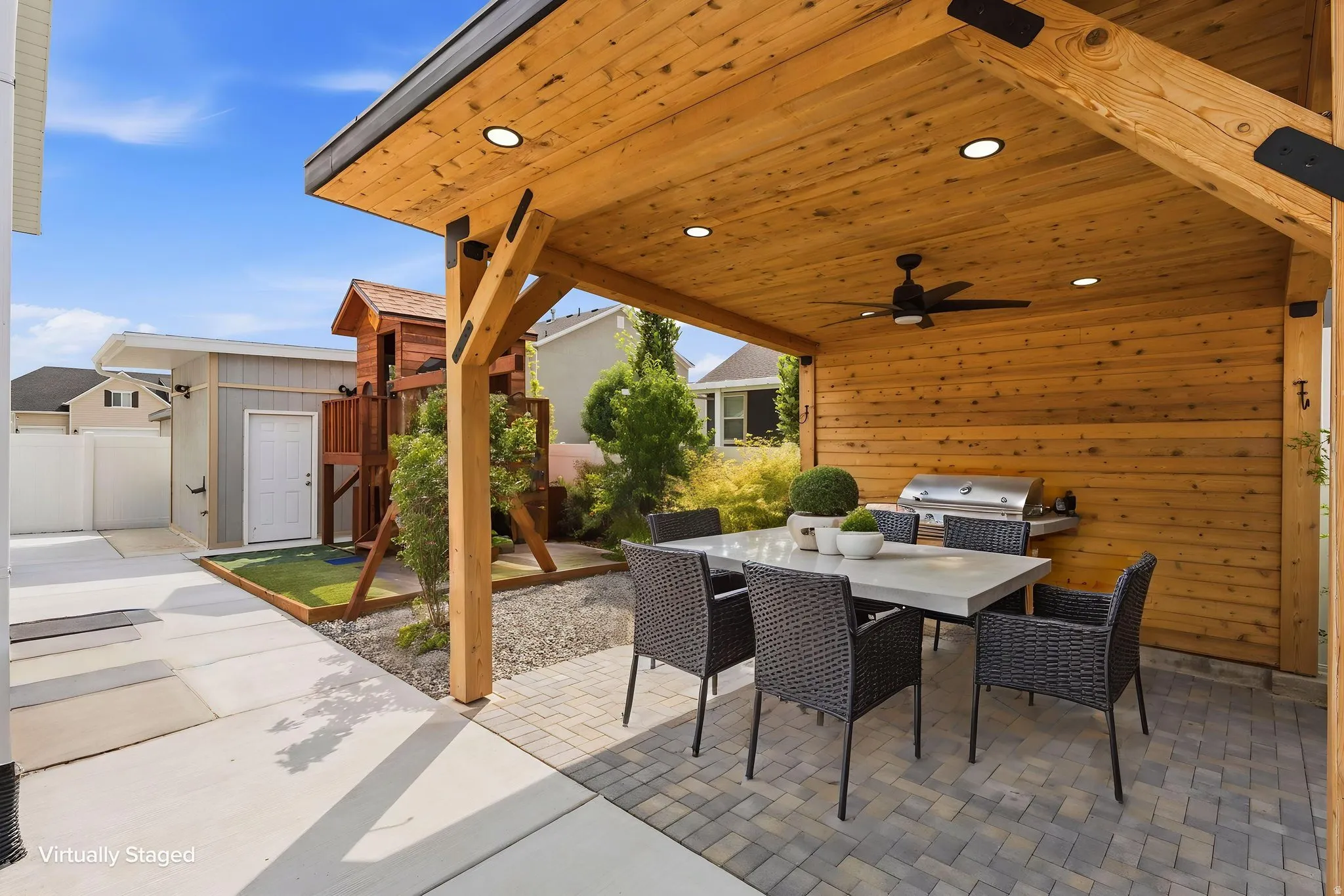 Cedar Pergola/Virtually Staged