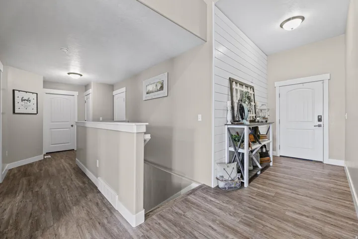 Large foyer with beautiful added shiplap