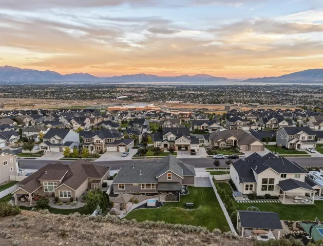 Expansive residential area with a prominent mountain range backdrop