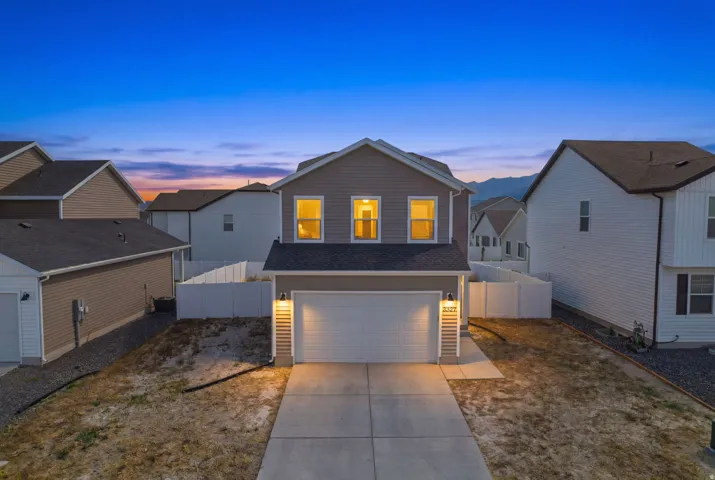 Modern two-story residence with a two-car garage