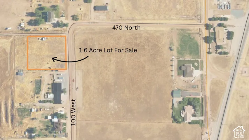 Aerial Property Map. Illustrating the property boundaries and surrounding area for a 1.6-acre parcel