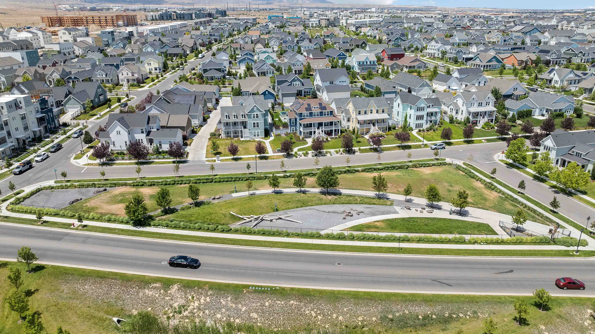 One of Daybreaks dog parks. Expansive residential community featuring diverse architectural styles