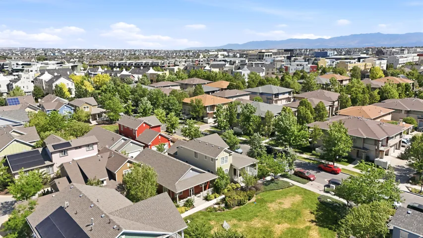 Residential neighborhood featuring varied architectural styles and mature landscaping