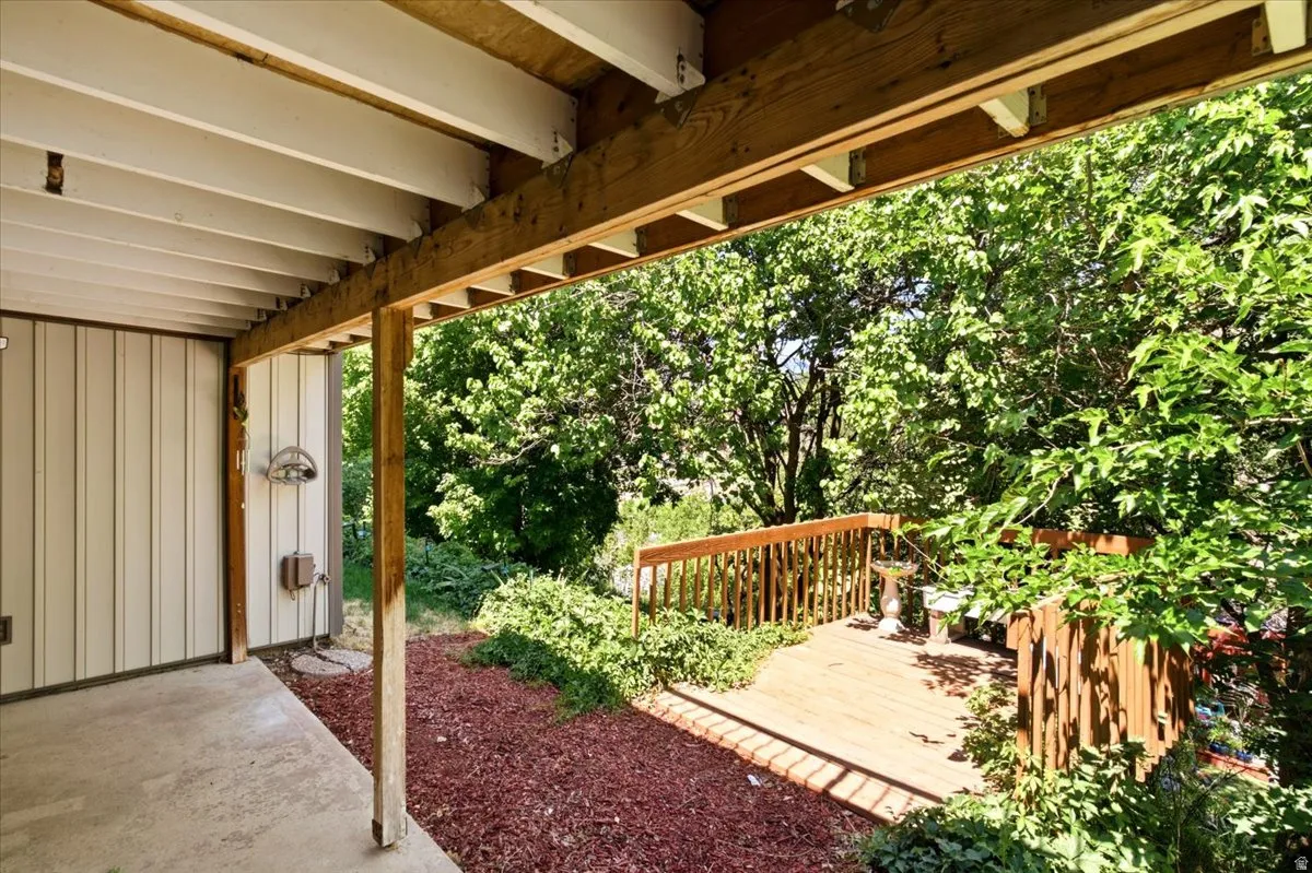 Covered patio area with concrete surfacing
