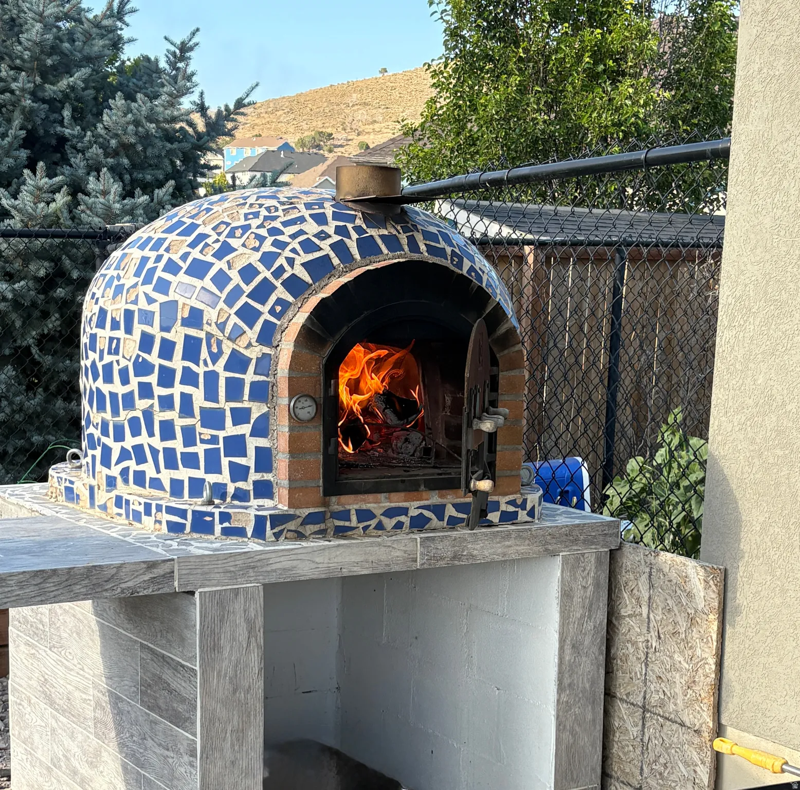 Custom outdoor pizza oven imported from Portugal.