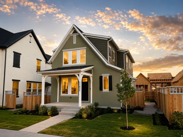 Contemporary two-story residence with a stucco and siding exterior