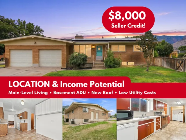 Real Estate Marketing Flyer. Highlighting features of the property including a seller credit, an Accessory Dwelling Unit, and recent renovations