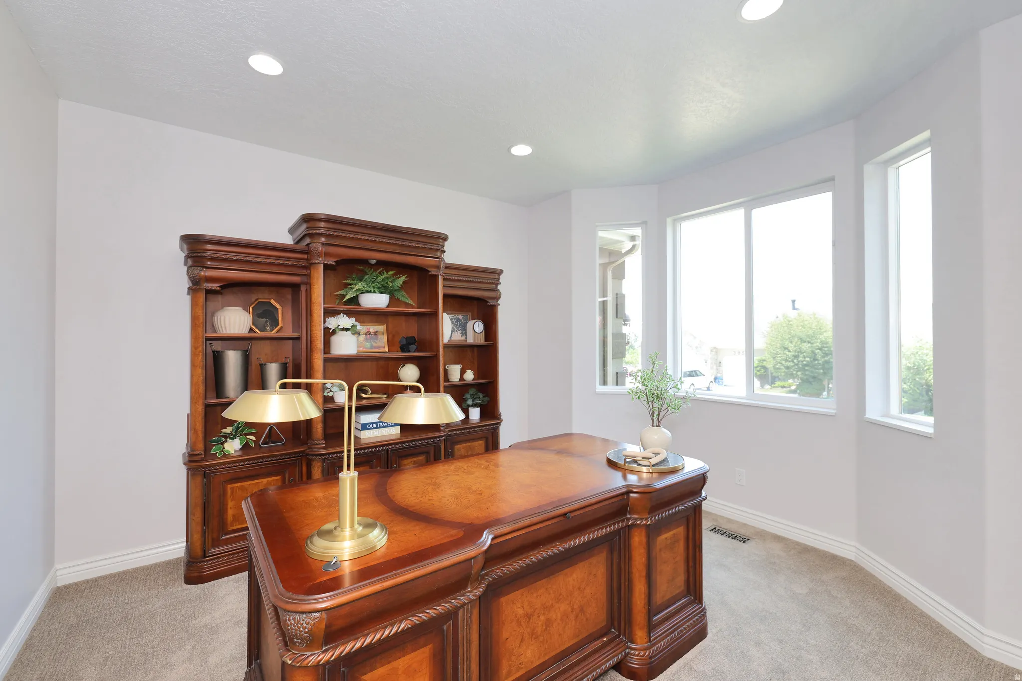 Bay window with multiple panes provides natural illumination