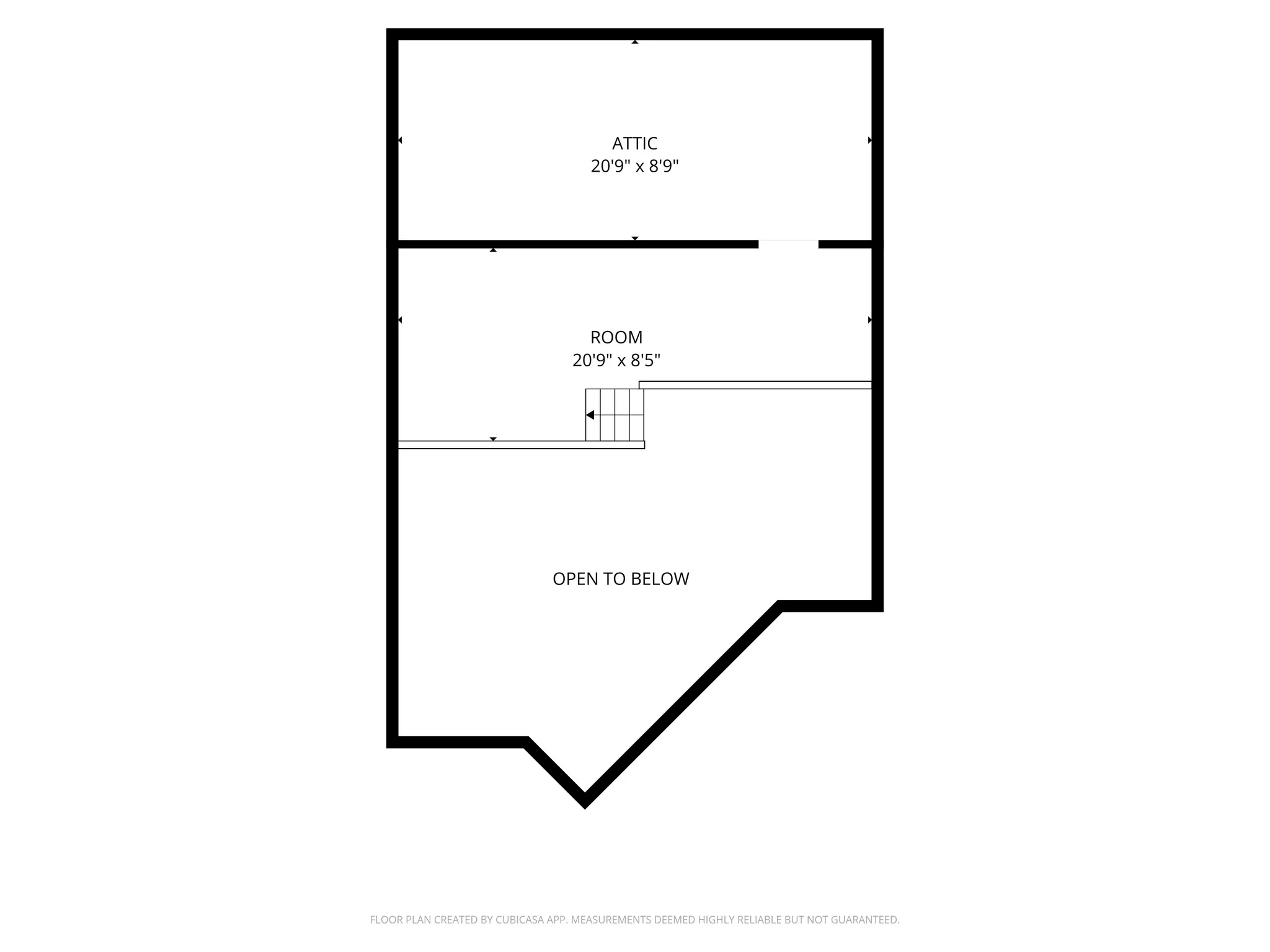 Loft Floor Plan, Attic space included in plan. Could be used for some storage. - Room dimensions are estimated - Buyer to Verify