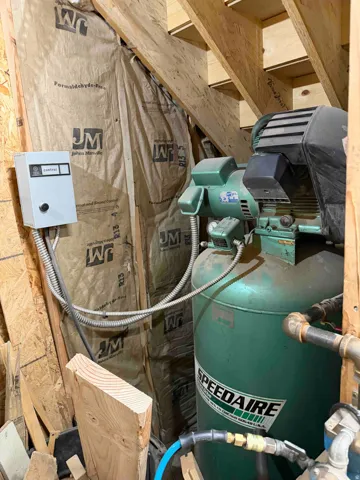 Compressor ready for use in garage/workshop