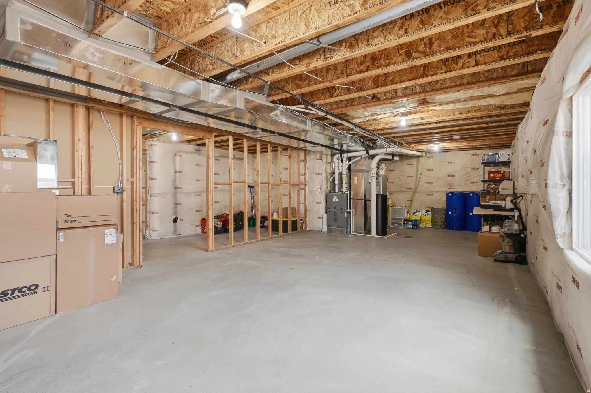 Unfinished basement offering substantial open space
