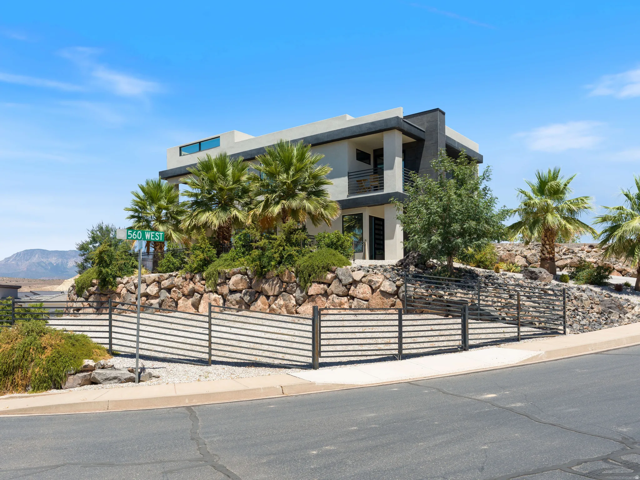 Contemporary architectural design featuring a flat roofline and multi-level exterior